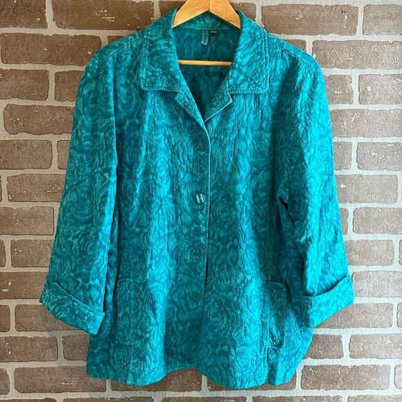 Jackets & Blazers - Focus Casual Life Womens Button Up Cotton Textured Jacket Size Medium